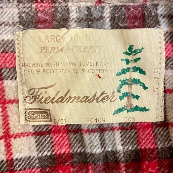 Sears Fieldmaster Vintage flannel button down GUC size large - Picture 2 of 3